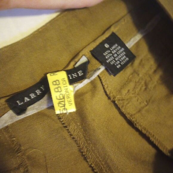 Larry Levine wide leg lenin trousers with button closure - Picture 4 of 9